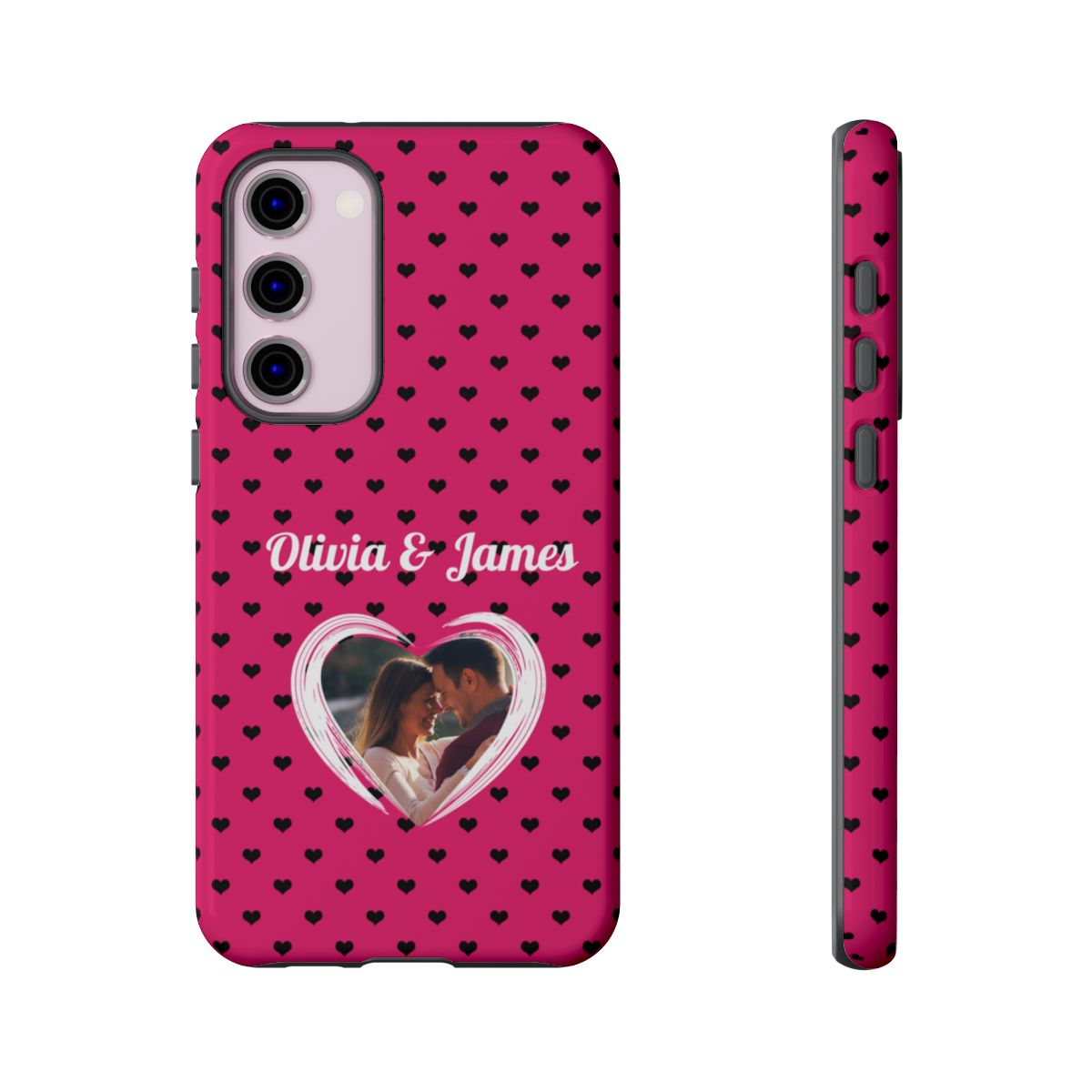 Personalized Photo Pink Heart Phone Case - Custom Photo & Name
