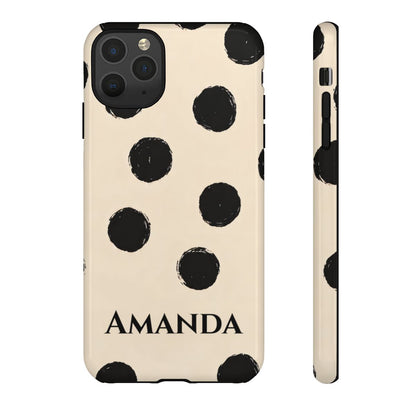 Personalized Polka Dot Phone Case – Custom Name Modern Abstract Aesthetic