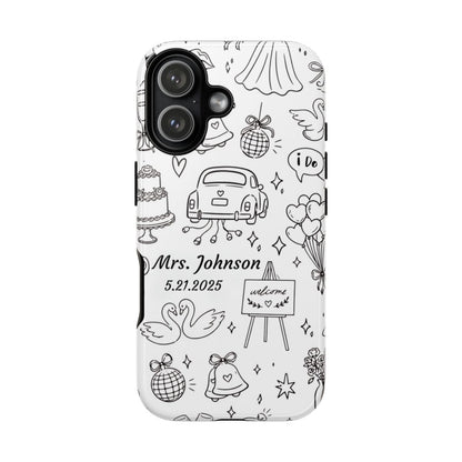 Black Wedding Phone Case – Personalized Name & Date Gift