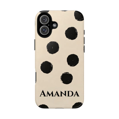 Personalized Polka Dot Phone Case – Custom Name Modern Abstract Aesthetic