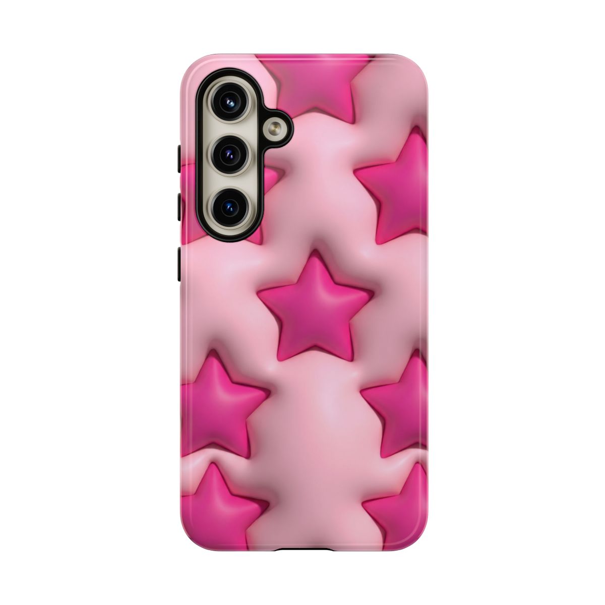 Pink Puffy Stars Aesthetic Phone Case - Cute Y2K Design