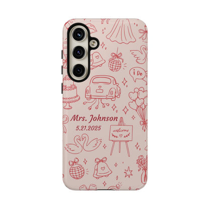 Pink Personalized Wedding Phone Case – Custom Name & Date Bridal Gift