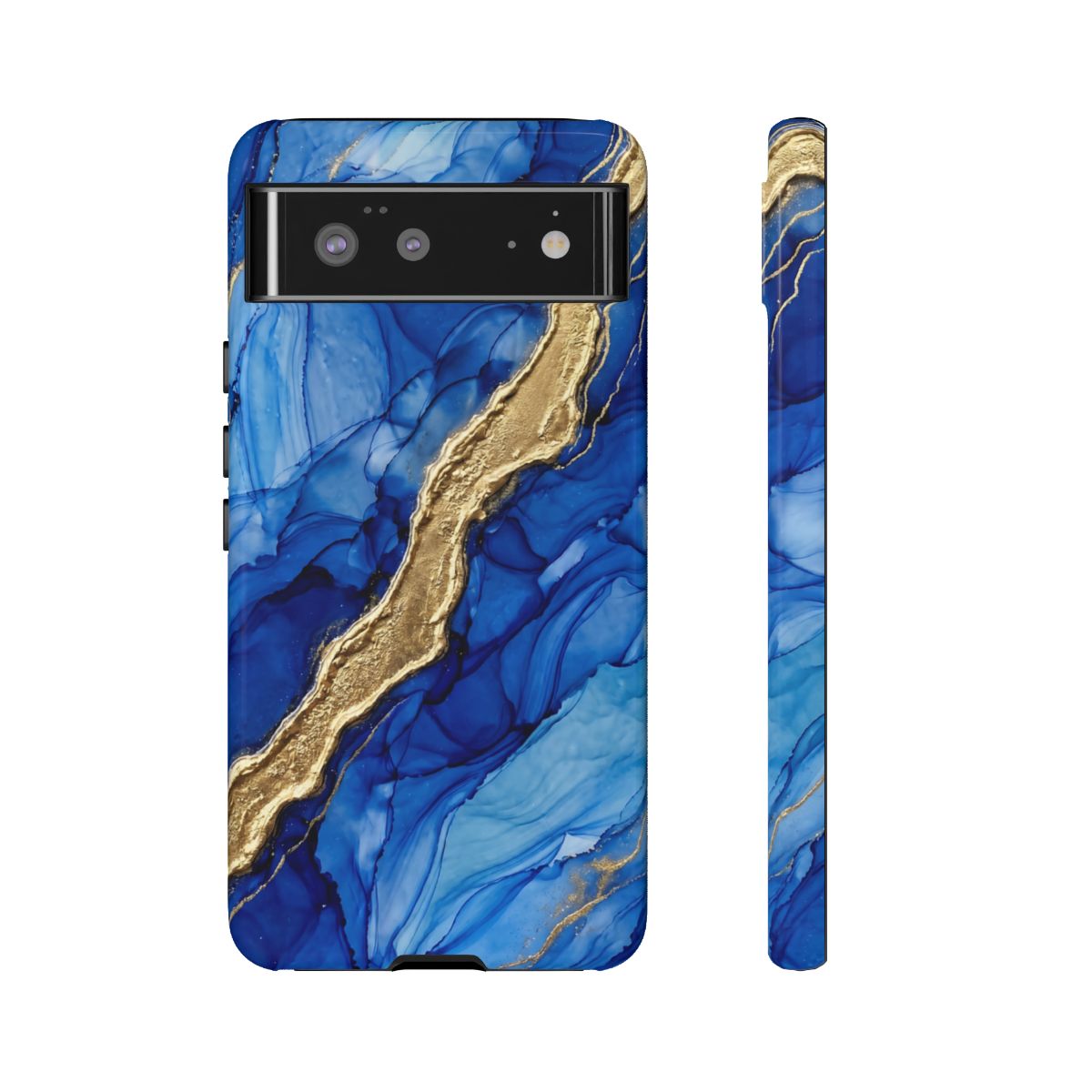 Blue Gold Marble Phone Case – Luxury Sapphire Geode Ink Art Design