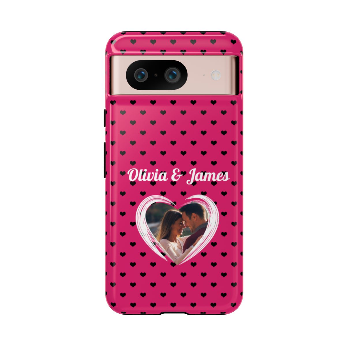 Personalized Photo Pink Heart Phone Case - Custom Photo & Name