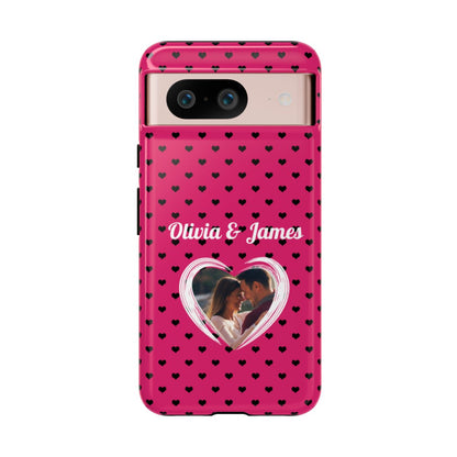 Personalized Photo Pink Heart Phone Case - Custom Photo & Name