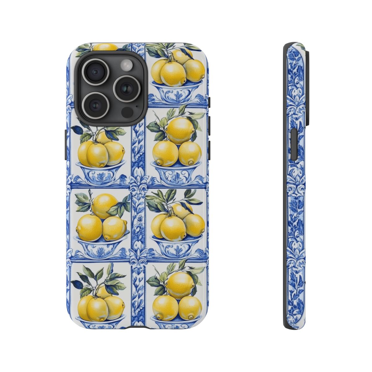 Amalfi Lemon Tile Phone Case - Mediterranean Blue & Yellow