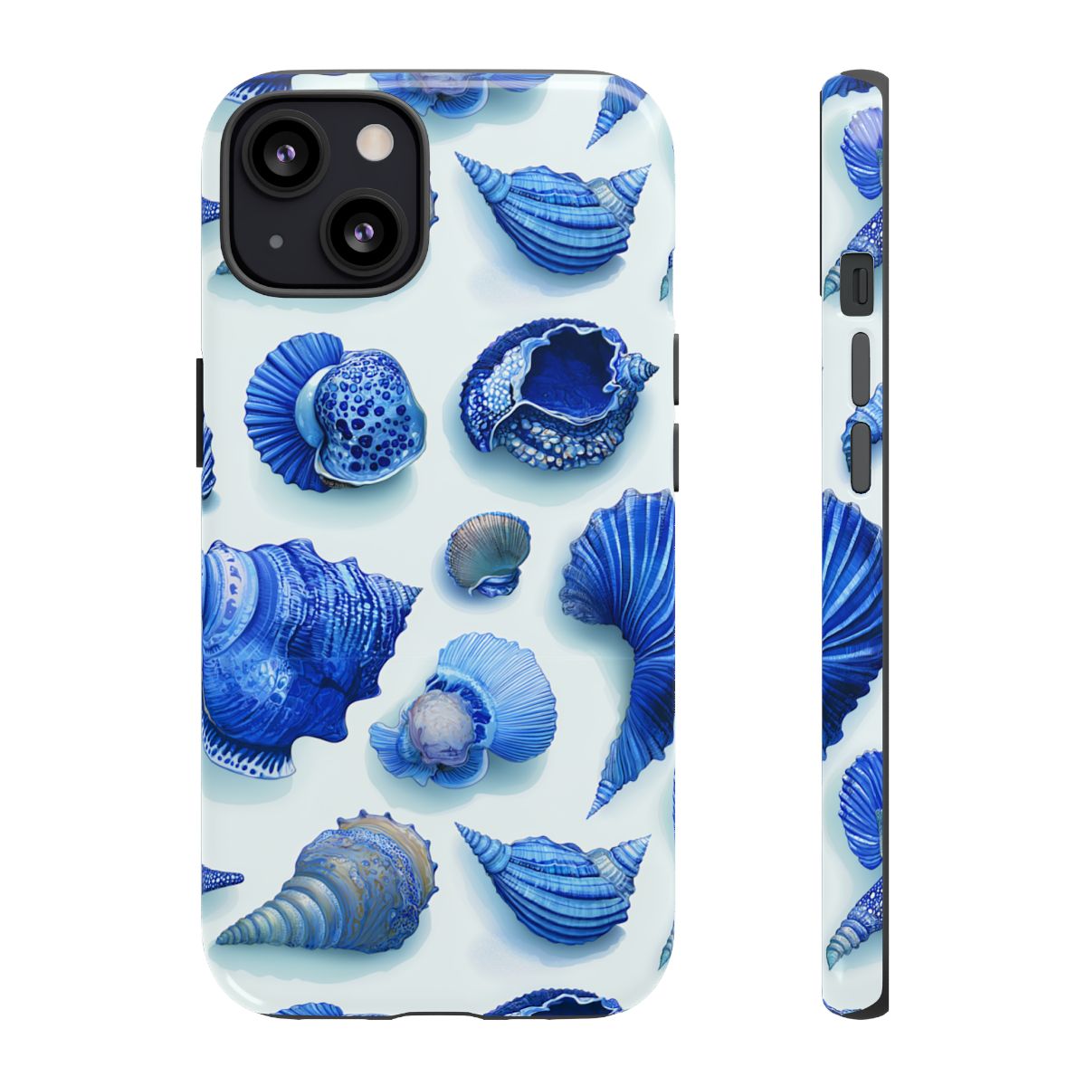 Deep Blue Shells Phone Case - Coastal Nautical Seashell Art