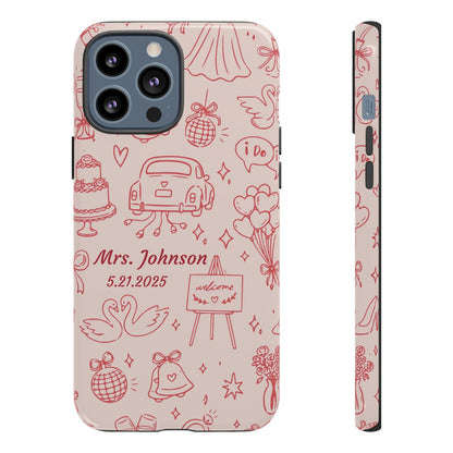 Pink Personalized Wedding Phone Case – Custom Name & Date Bridal Gift