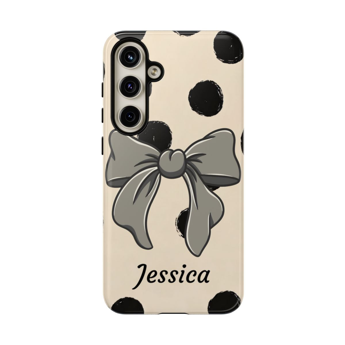 Personalized Polka Dot Bow Phone Case – Custom Name Coquette Retro Aesthetic