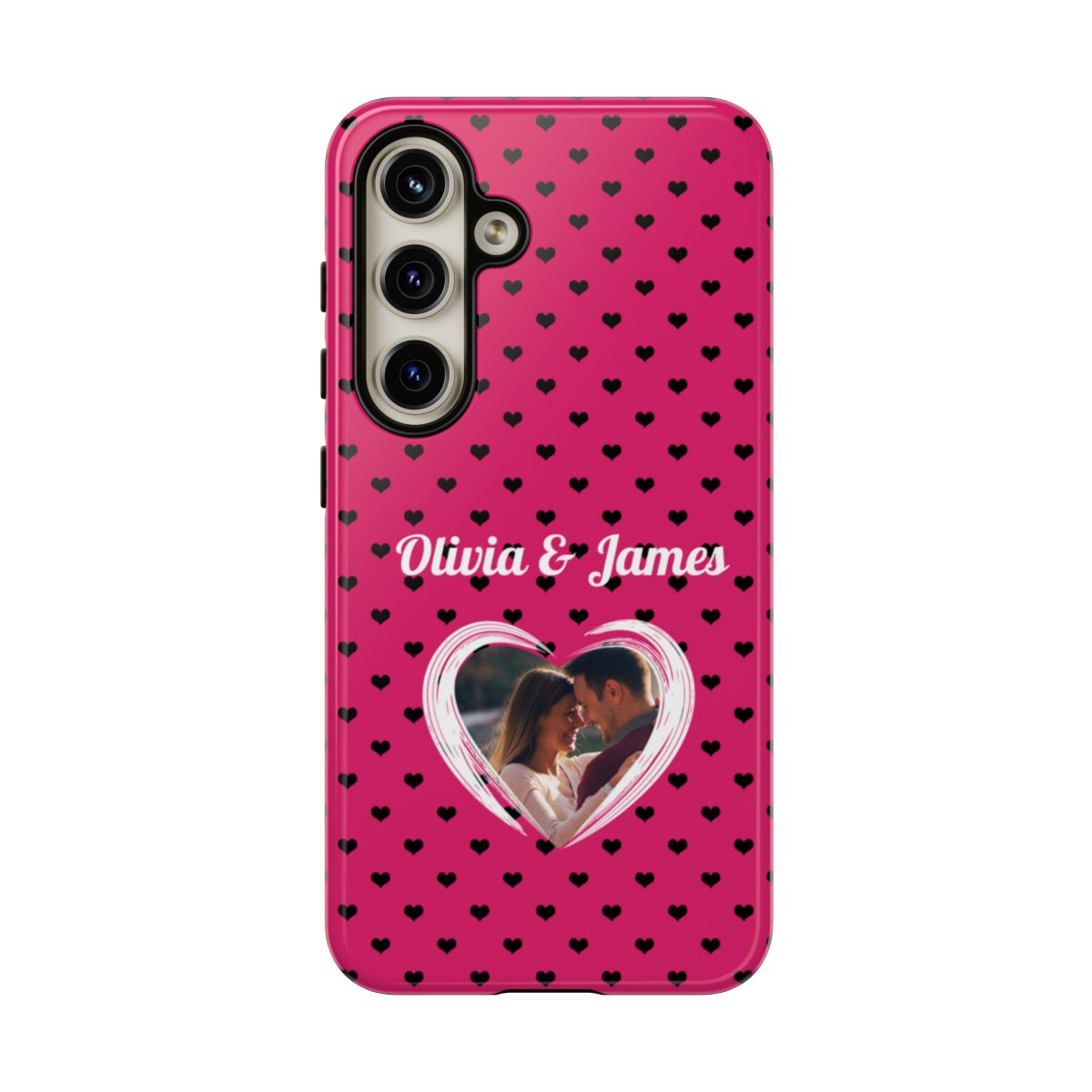 Personalized Photo Pink Heart Phone Case - Custom Photo & Name