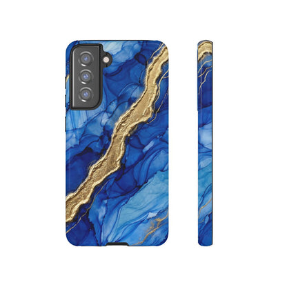 Blue Gold Marble Phone Case – Luxury Sapphire Geode Ink Art Design