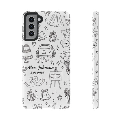 Black Wedding Phone Case – Personalized Name & Date Gift