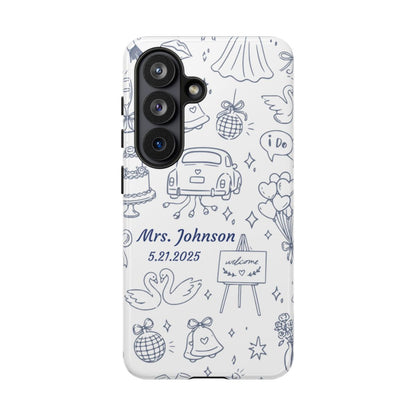 Navy Blue Personalized Wedding Phone Case – Custom Name & Date Bridal Gift