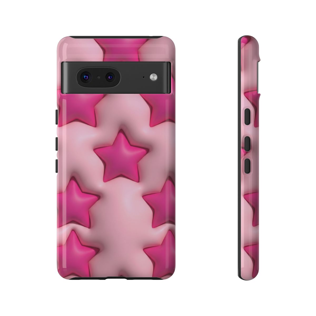 Pink Puffy Stars Aesthetic Phone Case - Cute Y2K Design