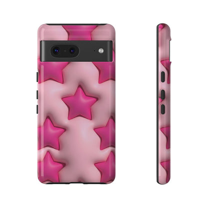 Pink Puffy Stars Aesthetic Phone Case - Cute Y2K Design