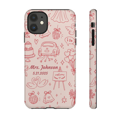Pink Personalized Wedding Phone Case – Custom Name & Date Bridal Gift