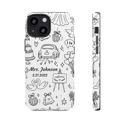 Black Wedding Phone Case – Personalized Name & Date Gift