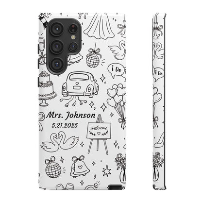 Black Wedding Phone Case – Personalized Name & Date Gift