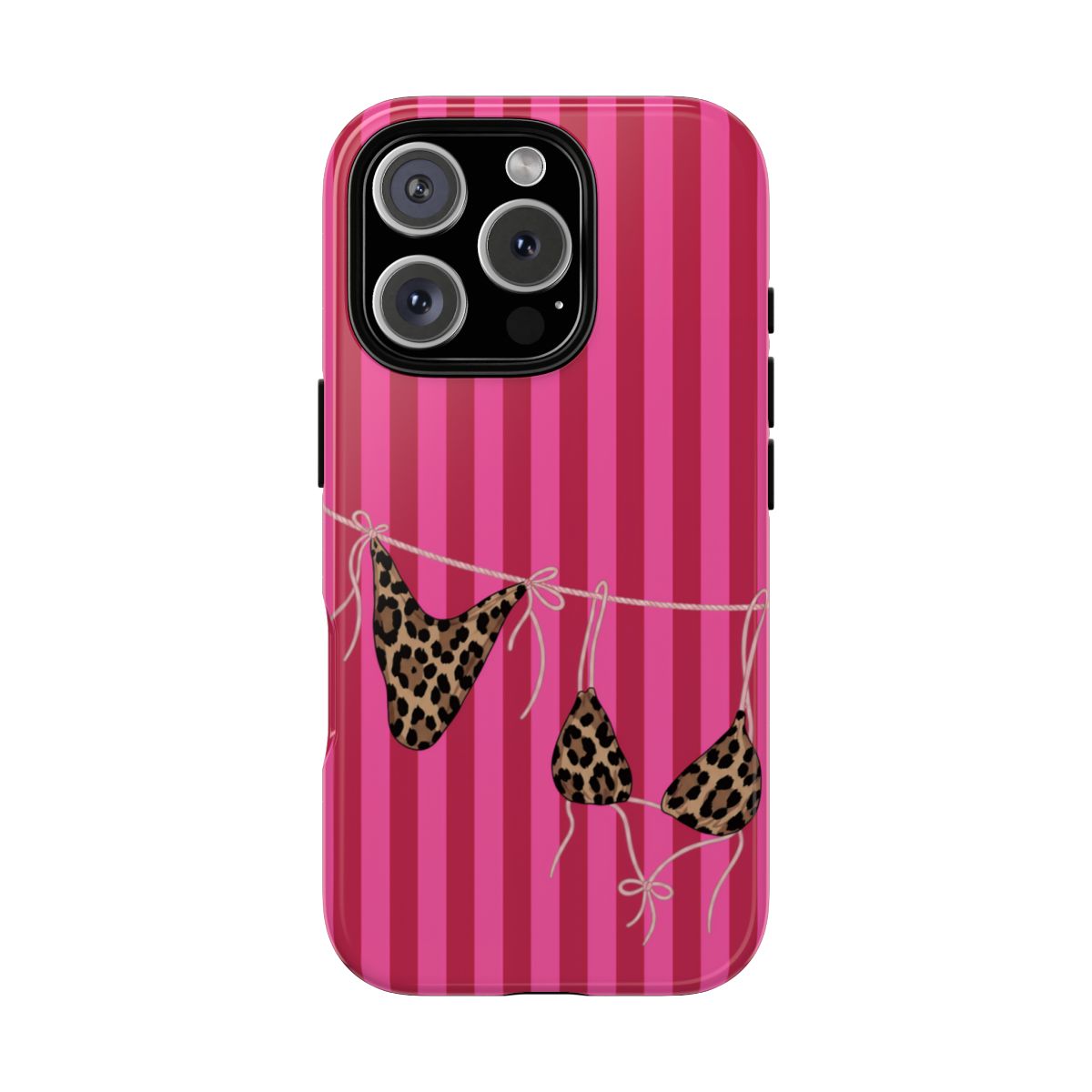 Leopard Bikini Striped Phone Case – Trendy Summer Beach Aesthetic