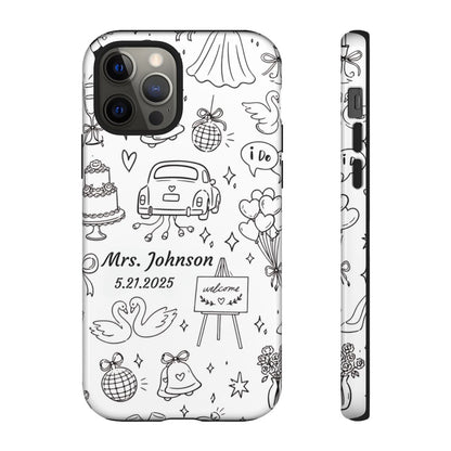 Black Wedding Phone Case – Personalized Name & Date Gift