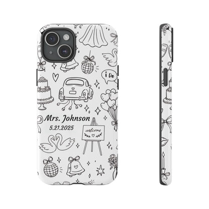 Black Wedding Phone Case – Personalized Name & Date Gift