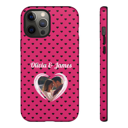 Personalized Photo Pink Heart Phone Case - Custom Photo & Name