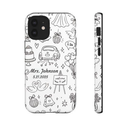 Black Wedding Phone Case – Personalized Name & Date Gift