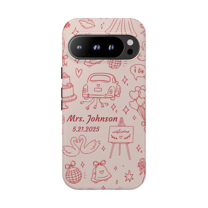 Pink Personalized Wedding Phone Case – Custom Name & Date Bridal Gift