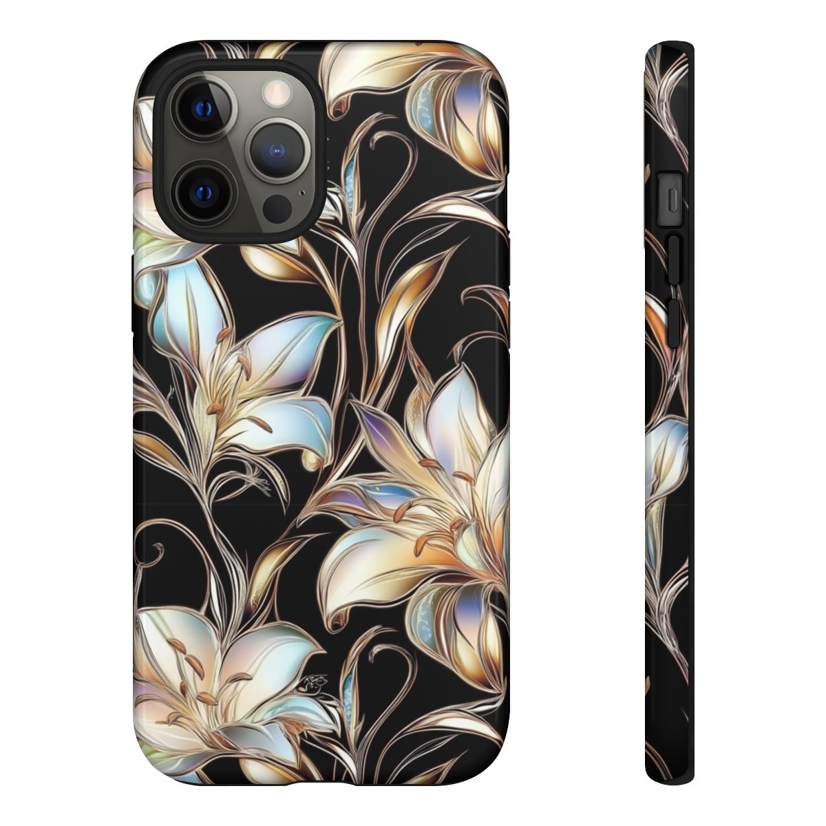 Midnight Floral Silk Lily Phone Case
