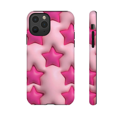 Pink Puffy Stars Aesthetic Phone Case - Cute Y2K Design