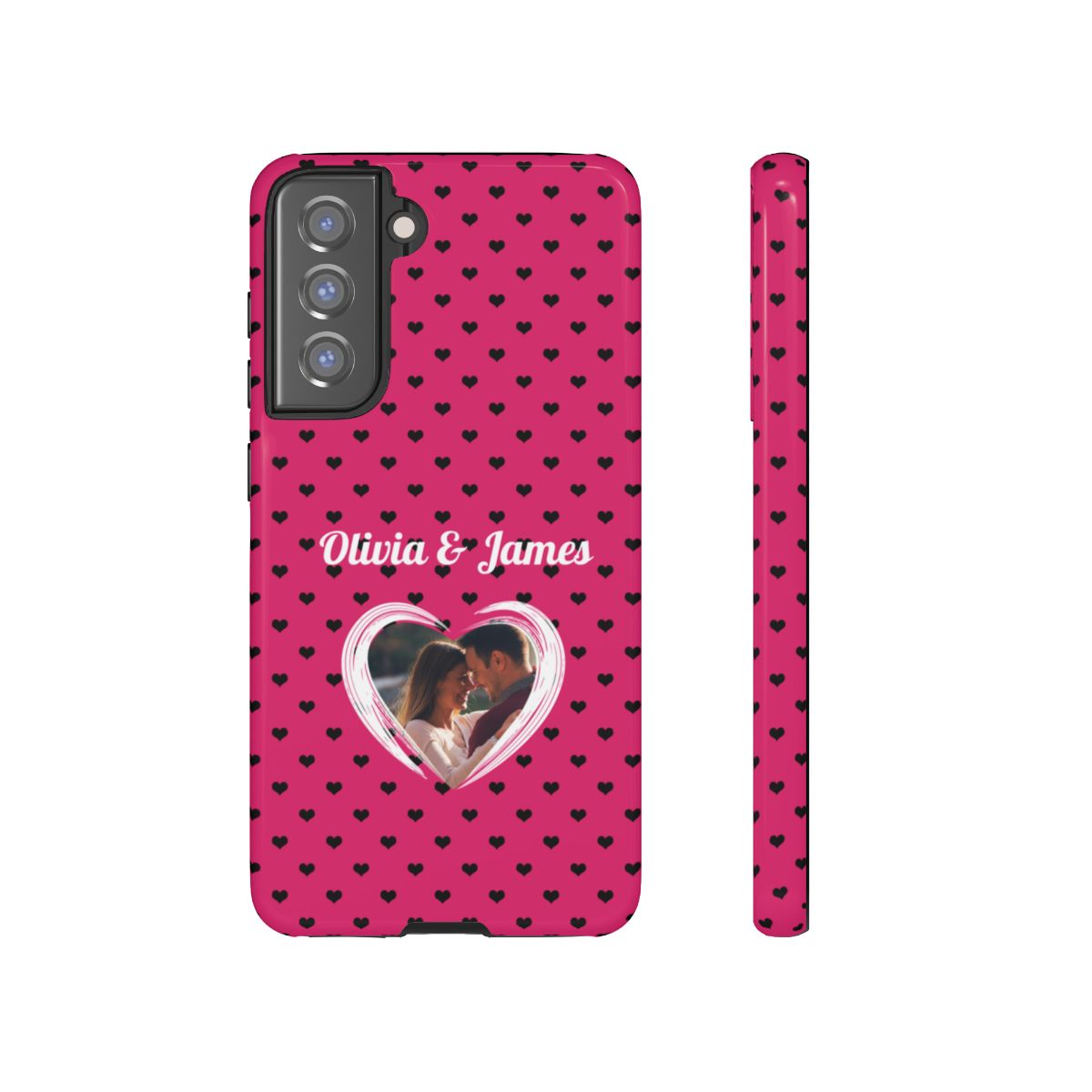 Personalized Photo Pink Heart Phone Case - Custom Photo & Name
