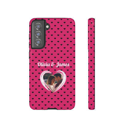 Personalized Photo Pink Heart Phone Case - Custom Photo & Name