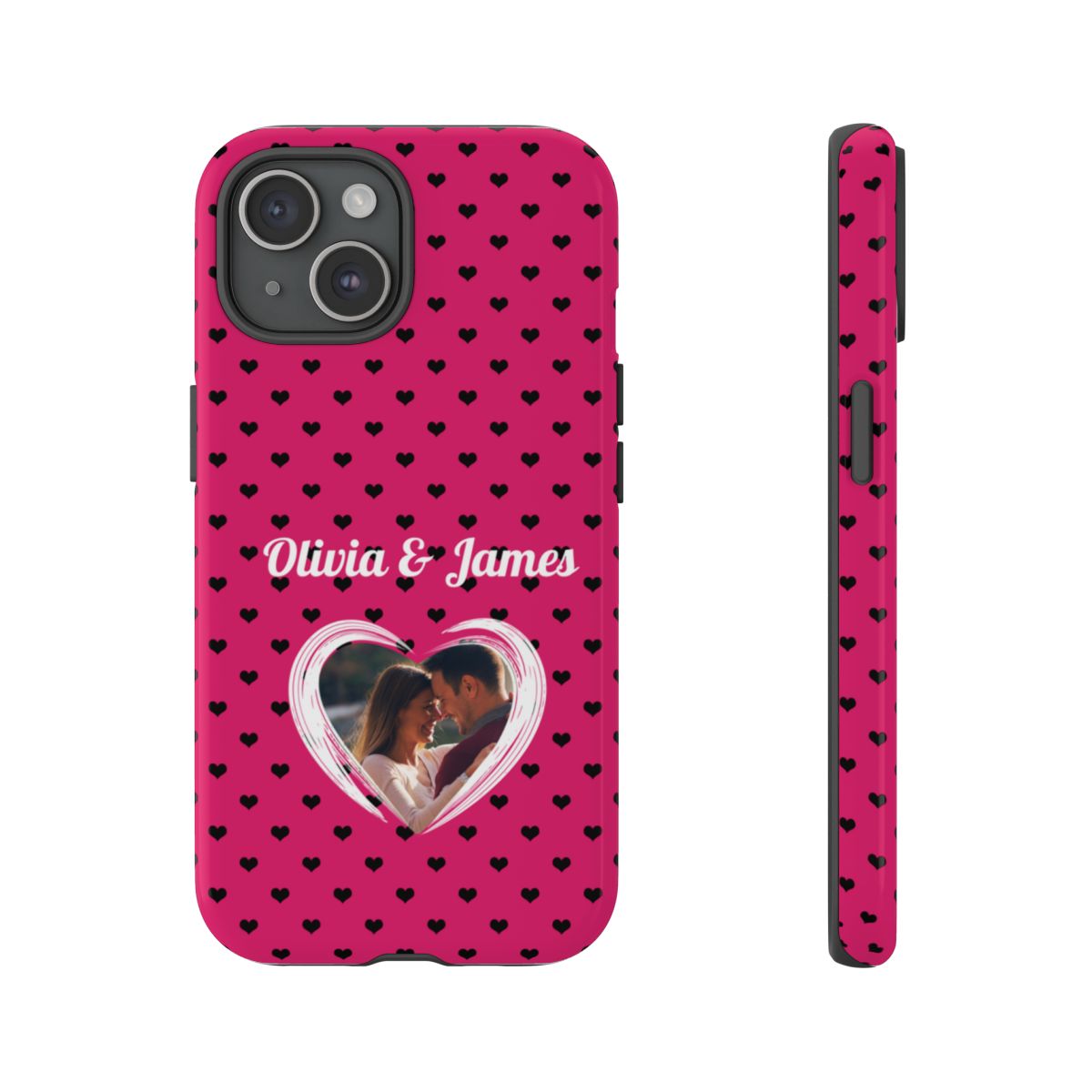 Personalized Photo Pink Heart Phone Case - Custom Photo & Name