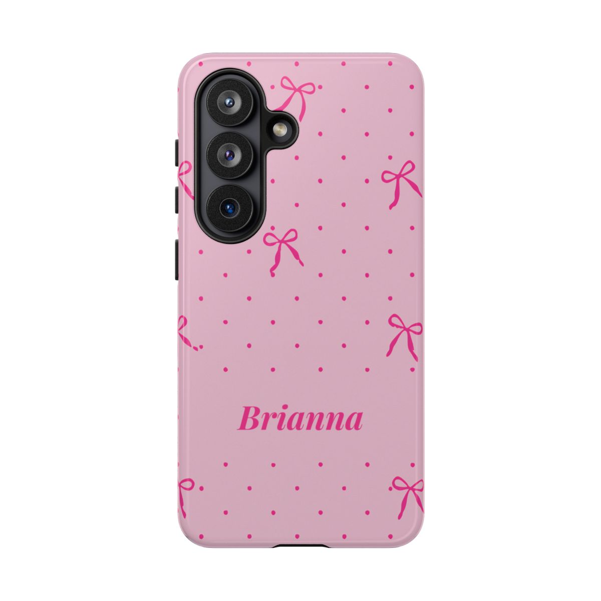 Personalized Pink Bow Phone Case – Custom Name Polka Dot Coquette Aesthetic