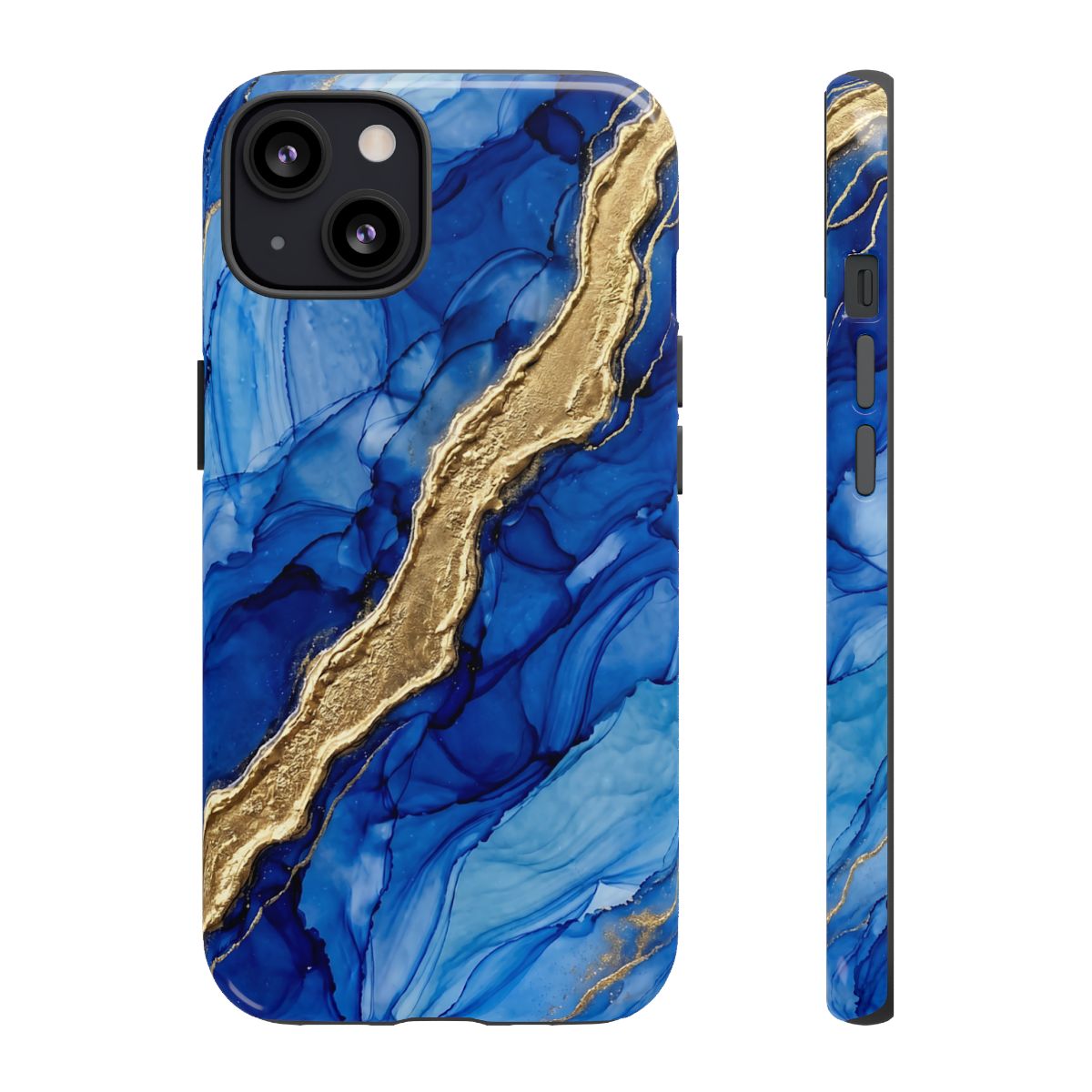 Blue Gold Marble Phone Case – Luxury Sapphire Geode Ink Art Design