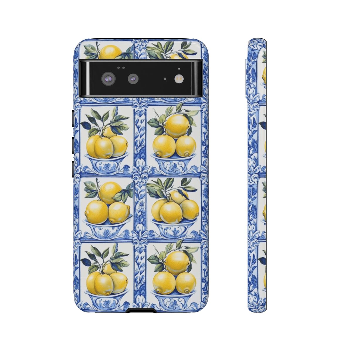Amalfi Lemon Tile Phone Case - Mediterranean Blue & Yellow