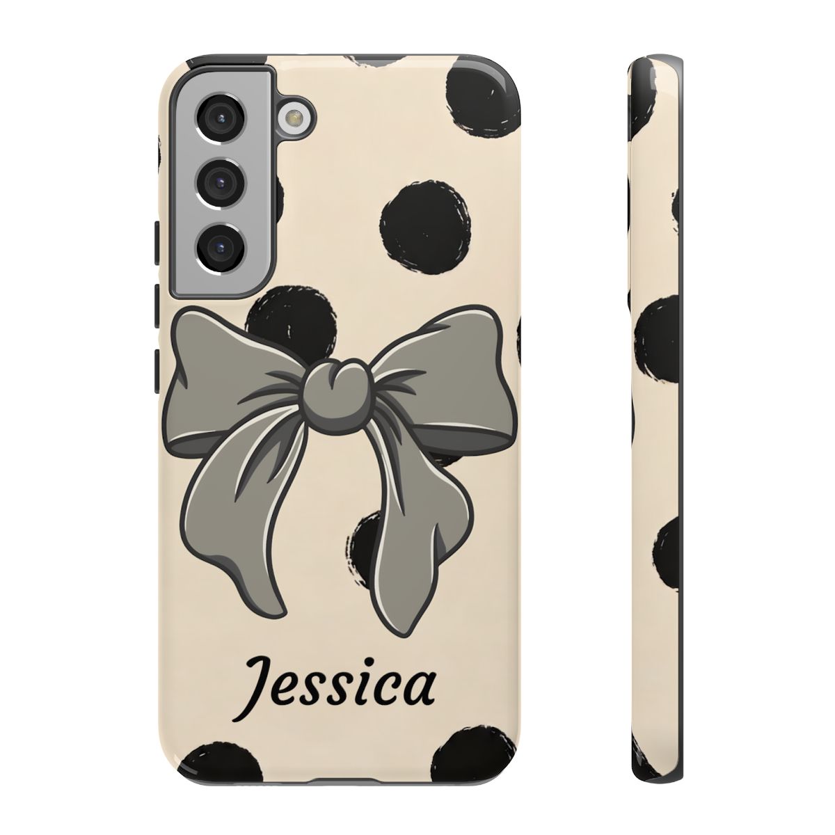 Personalized Polka Dot Bow Phone Case – Custom Name Coquette Retro Aesthetic