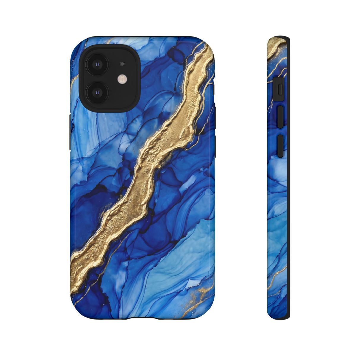 Blue Gold Marble Phone Case – Luxury Sapphire Geode Ink Art Design
