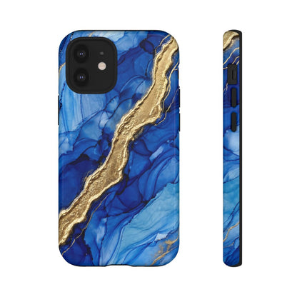 Blue Gold Marble Phone Case – Luxury Sapphire Geode Ink Art Design