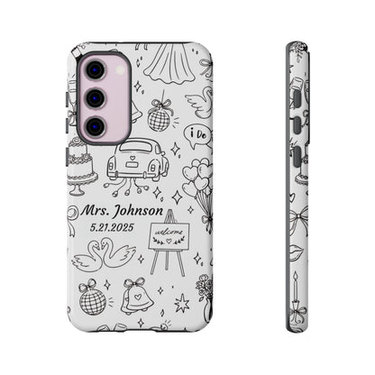 Black Wedding Phone Case – Personalized Name & Date Gift
