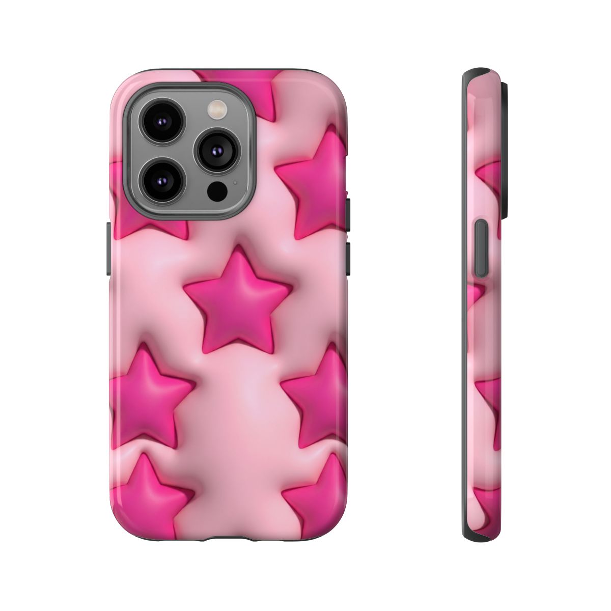 Pink Puffy Stars Aesthetic Phone Case - Cute Y2K Design