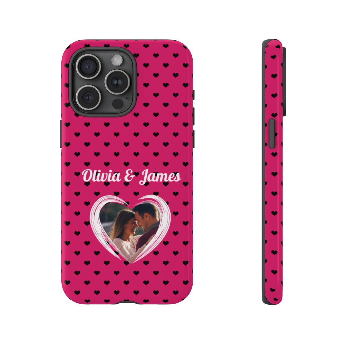 Personalized Photo Pink Heart Phone Case - Custom Photo & Name