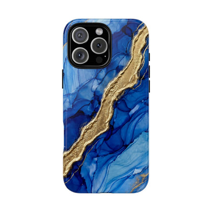 Blue Gold Marble Phone Case – Luxury Sapphire Geode Ink Art Design