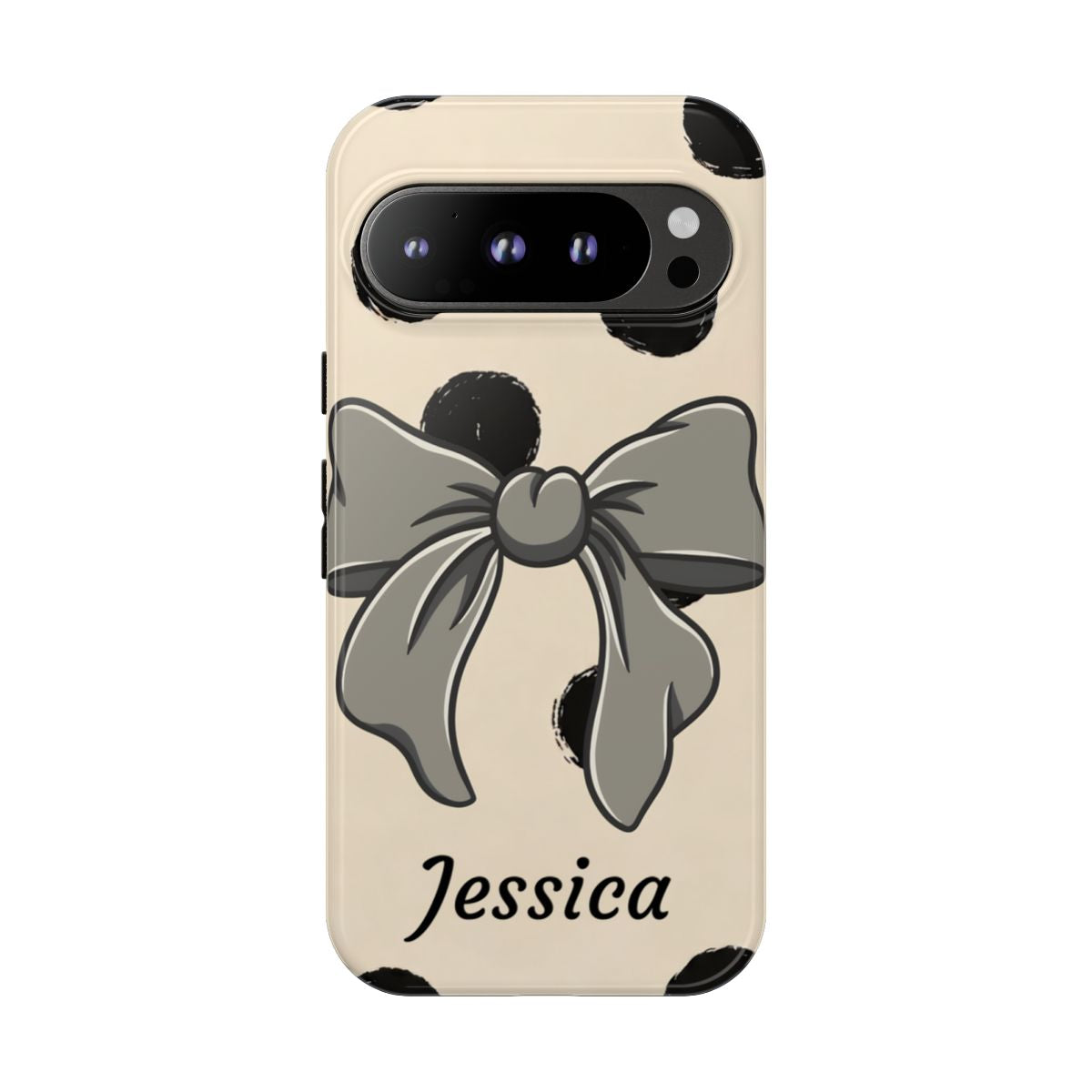 Personalized Polka Dot Bow Phone Case – Custom Name Coquette Retro Aesthetic
