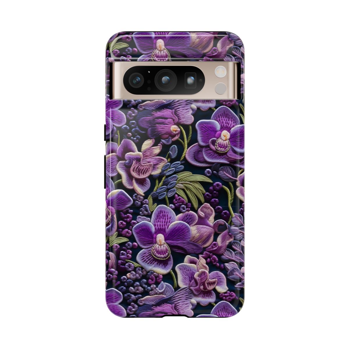 Orchid Veil Phone Case – Purple Embroidery Floral Aesthetic