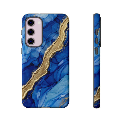Blue Gold Marble Phone Case – Luxury Sapphire Geode Ink Art Design