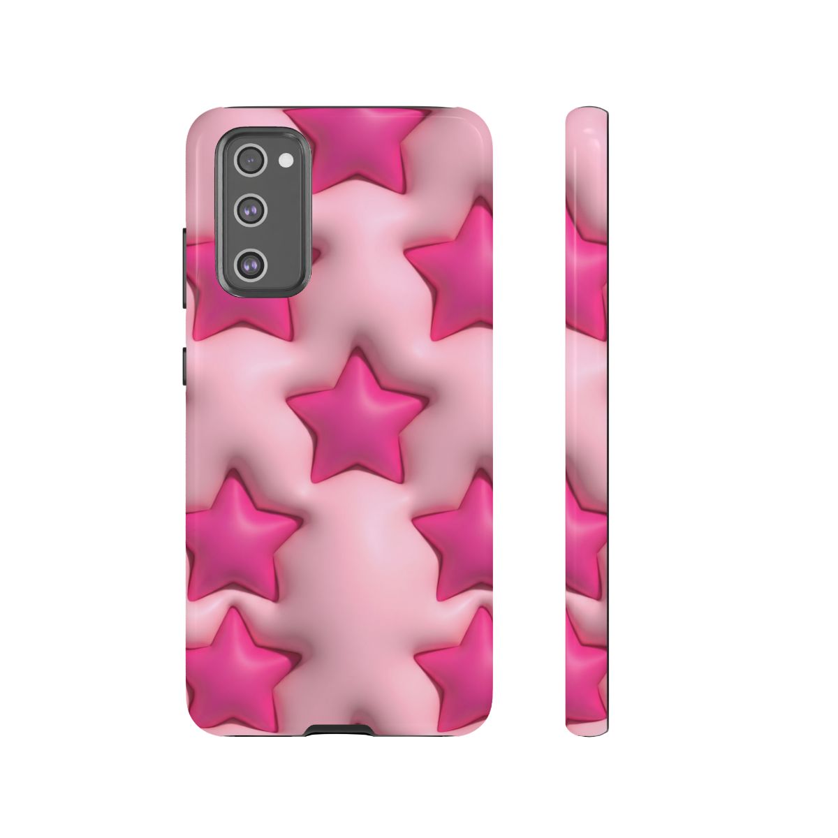 Pink Puffy Stars Aesthetic Phone Case - Cute Y2K Design