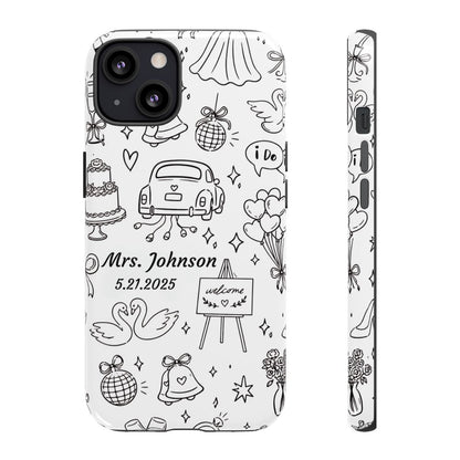 Black Wedding Phone Case – Personalized Name & Date Gift
