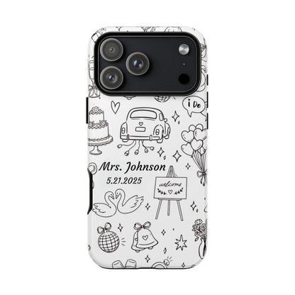 Black Wedding Phone Case – Personalized Name & Date Gift