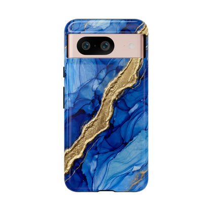 Blue Gold Marble Phone Case – Luxury Sapphire Geode Ink Art Design